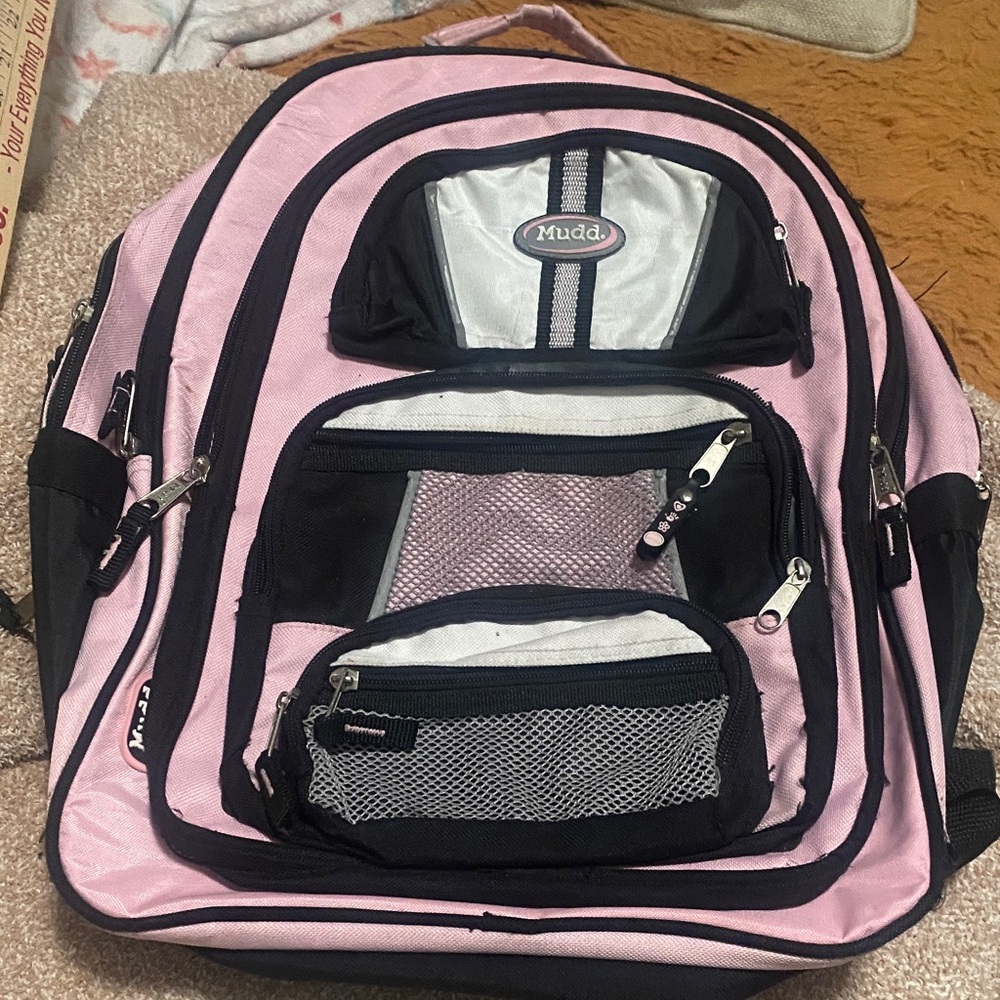Mudd Pink and Black Multi-Compartment Backpack